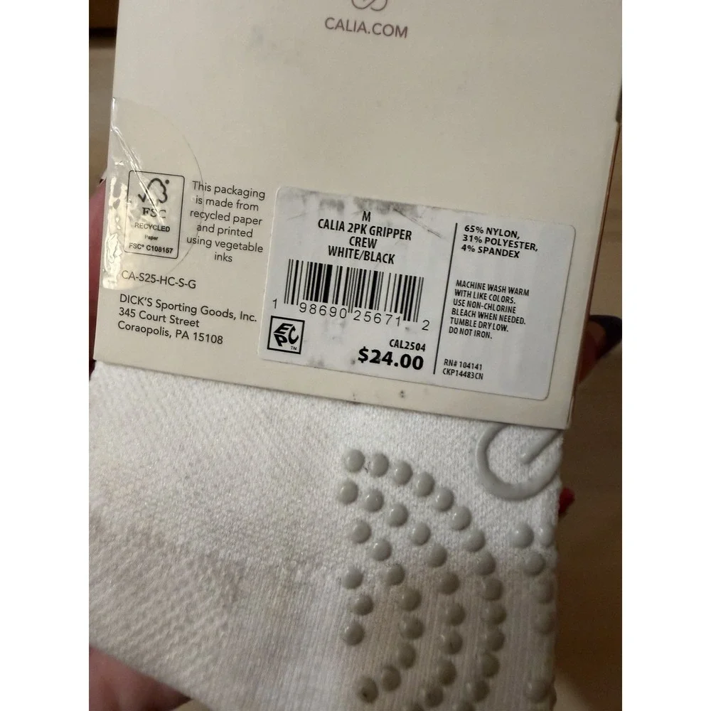 2 Pair Calia Studio Yoga Barre Dance Gripper Crew Socks Womens Sizes 5-10 New